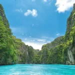 Pileh Lagoon surrounded by limestone cliff