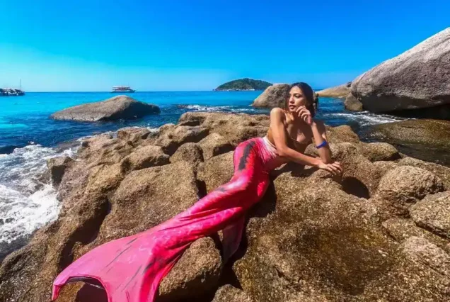 Mermaid costume on the rock