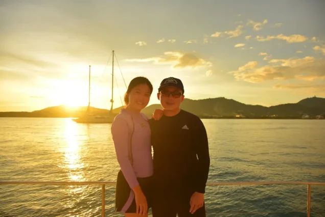 Couple on the catamaran