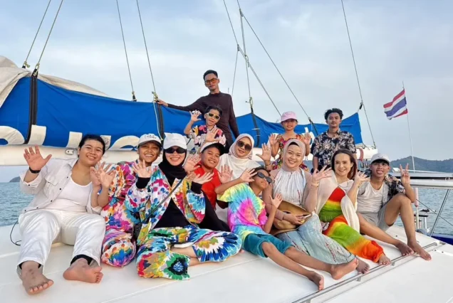 Family group on the Catamaran Boat