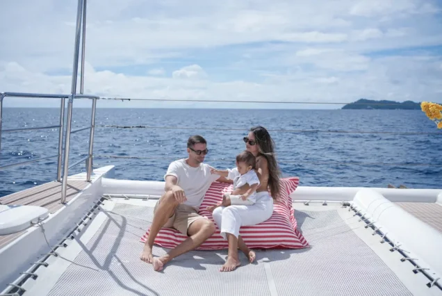 Family on boat