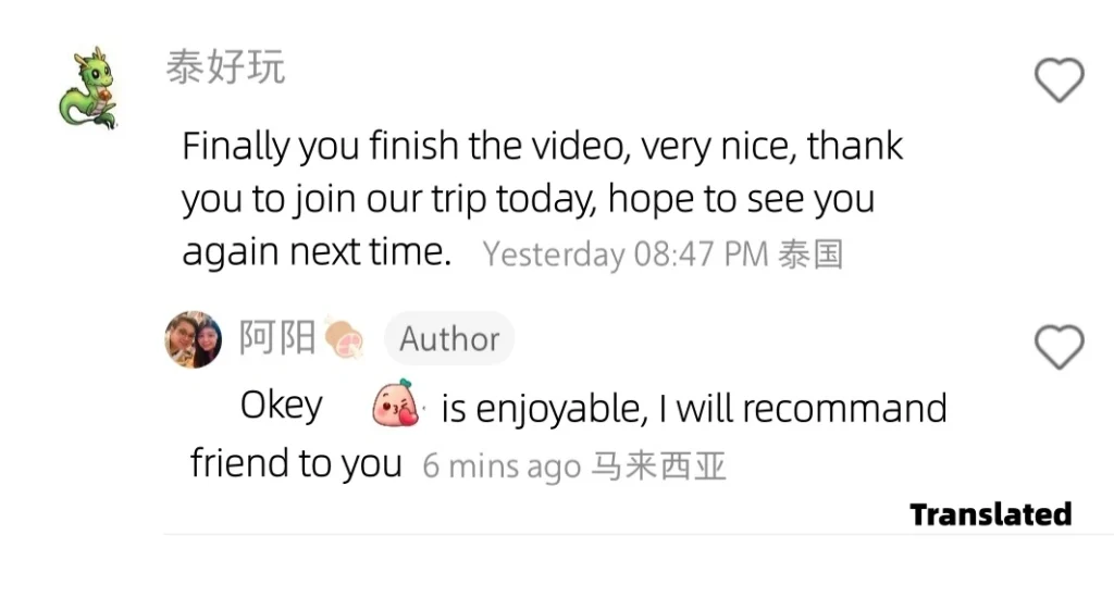 Comment from Xiao Hong Shu