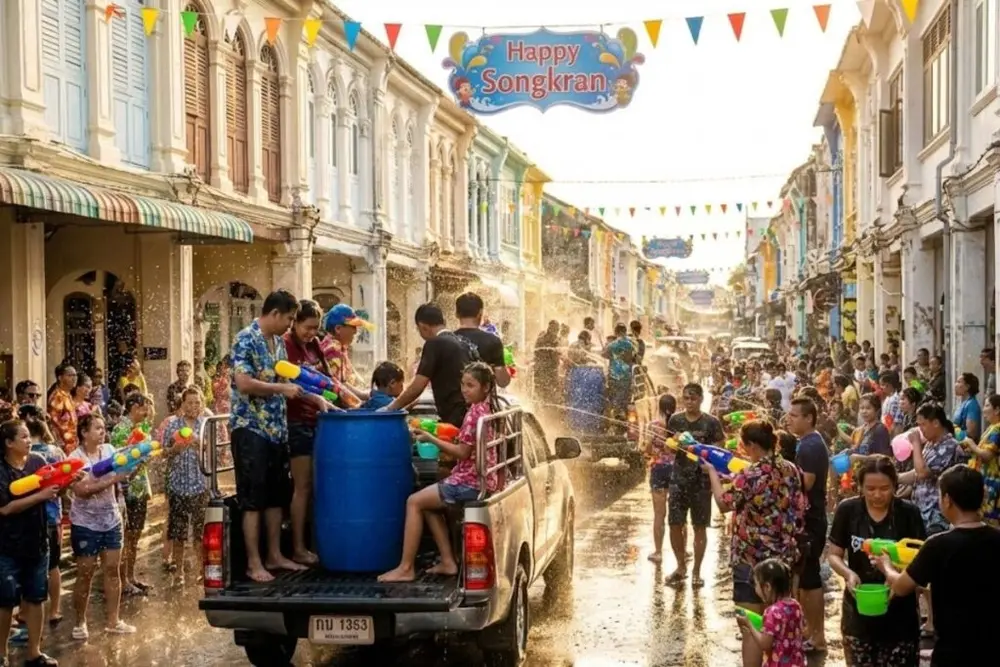 Songkran Festival in Phuket Old Town 