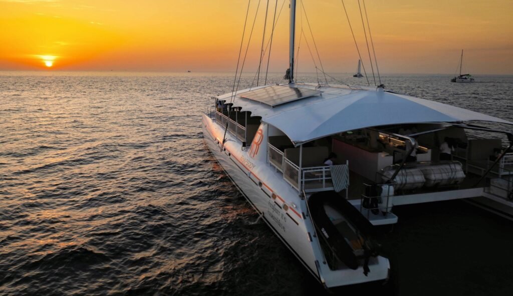 Rhapsody Catamaran sunset view