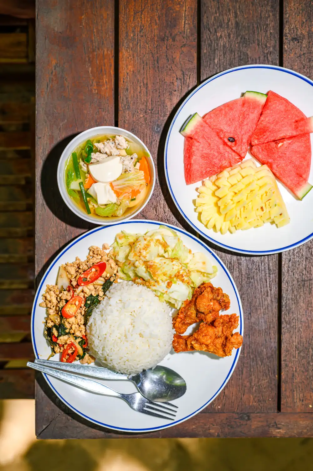 Lunch plate with fruit at Banana Beach Coral Island