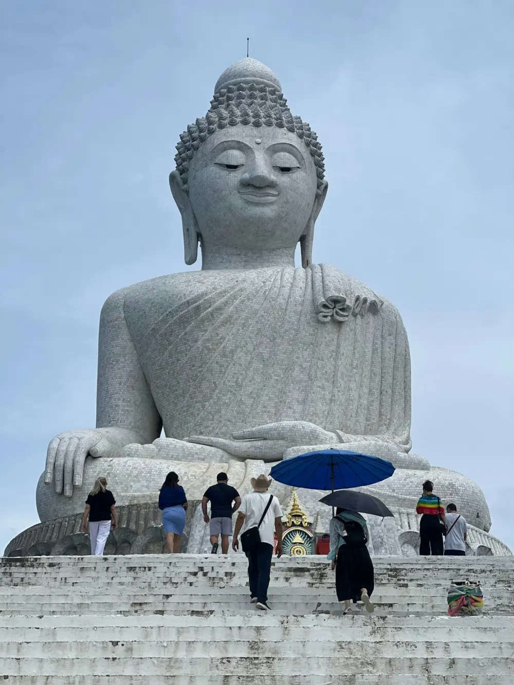Close aerial view of the white marble Big Buddha Phuket landmark