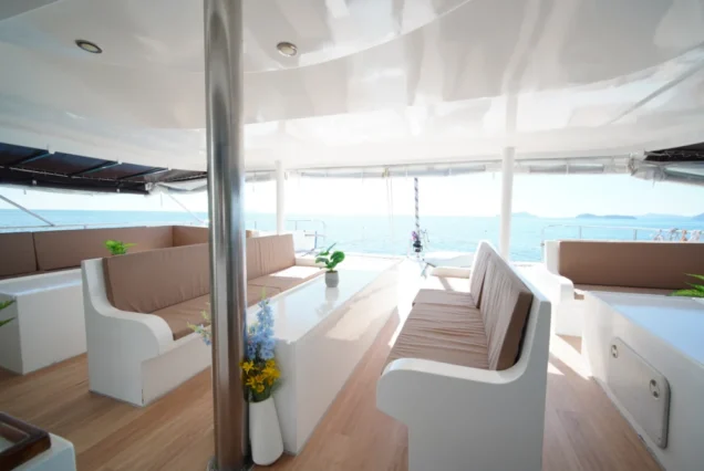 Black Wing Catamaran indoor sofa seating with table