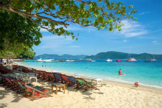 Coral Island Banana Beach peaceful sea and beach chairs