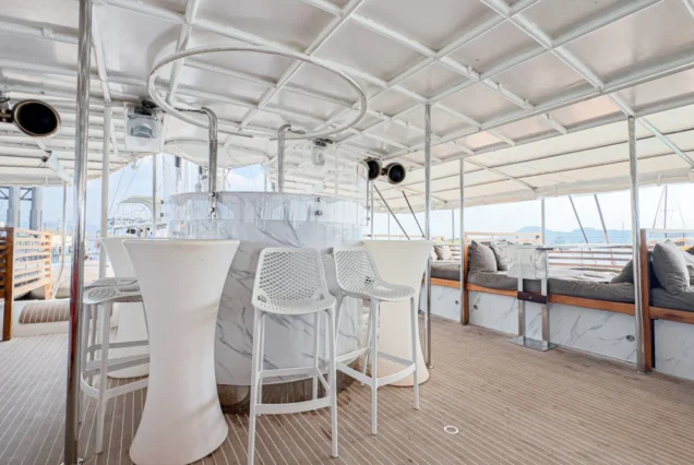 Noah Catamaran interior bar and sofa seating