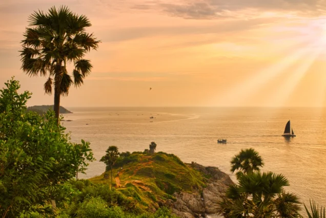 Beautiful Phuket sunset sky during the start of better sea conditions