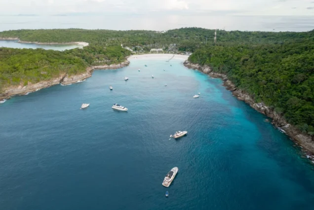 Aerial view of Patok Bay at Racha Yai