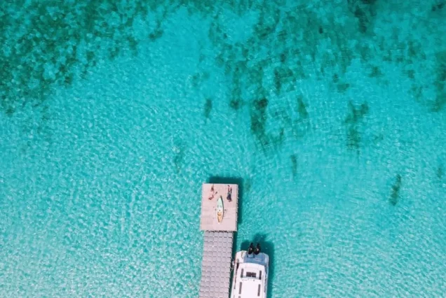 Racha Island Patok Beach crystal clear water and floating bridge