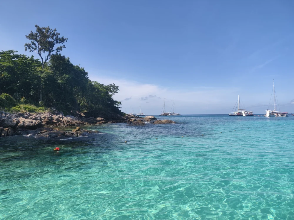 Racha Island Ter Bay with clear water during Phuket rainy season