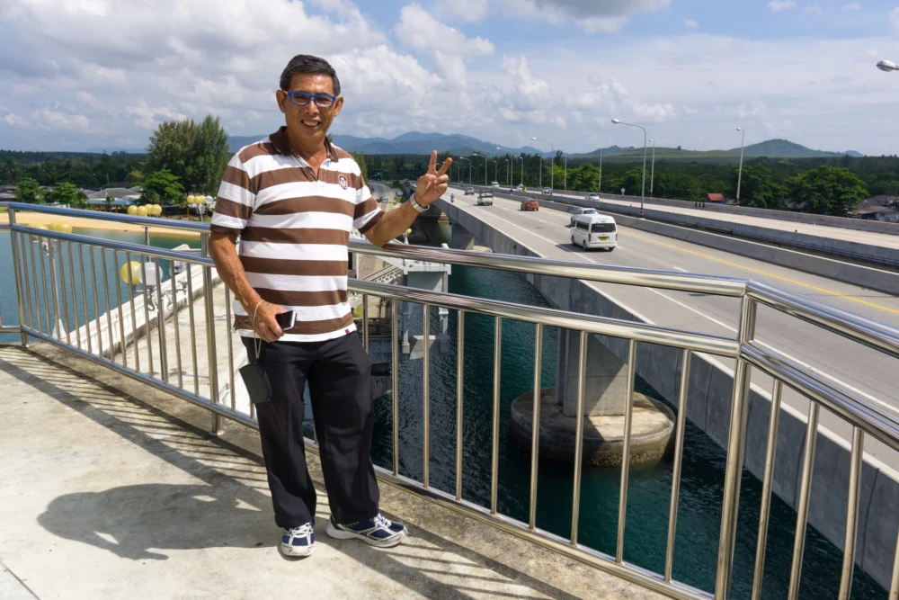 Historic Sarasin Bridge beside the newer bridge carrying road traffic