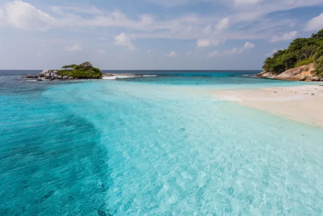 Racha Noi linked beach surrounded by clear blue water