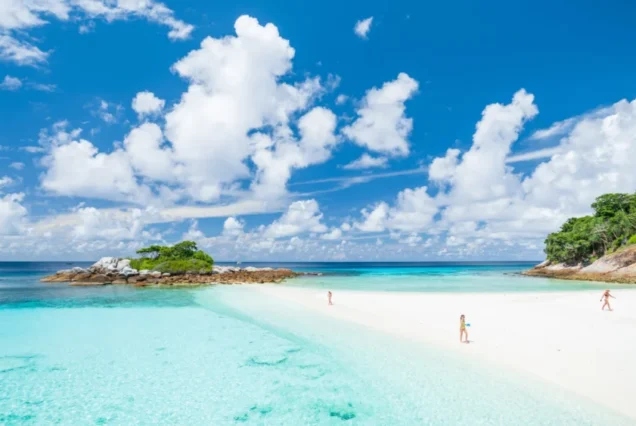 Racha Noi linked beach surrounded by blue water