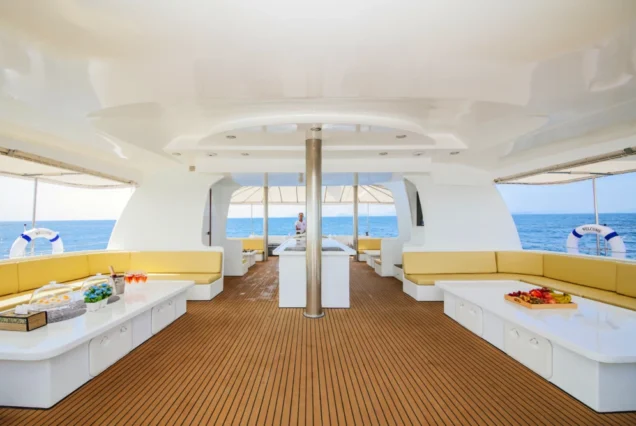 Silver Catamaran spacious indoor sofa area