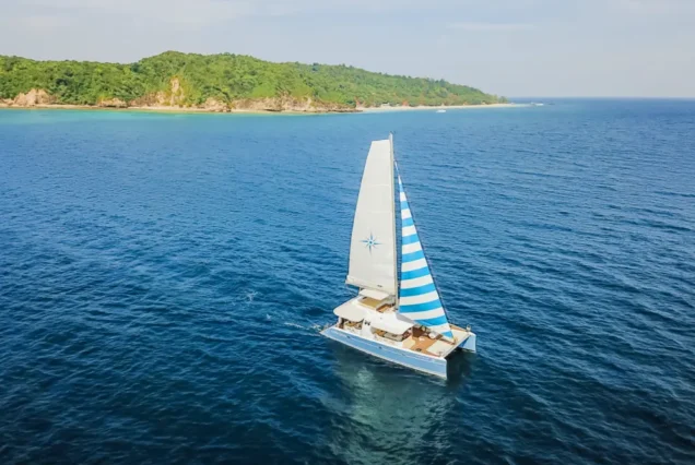 Full aerial view of Silver Catamaran for Racha Island and Coral Island tour