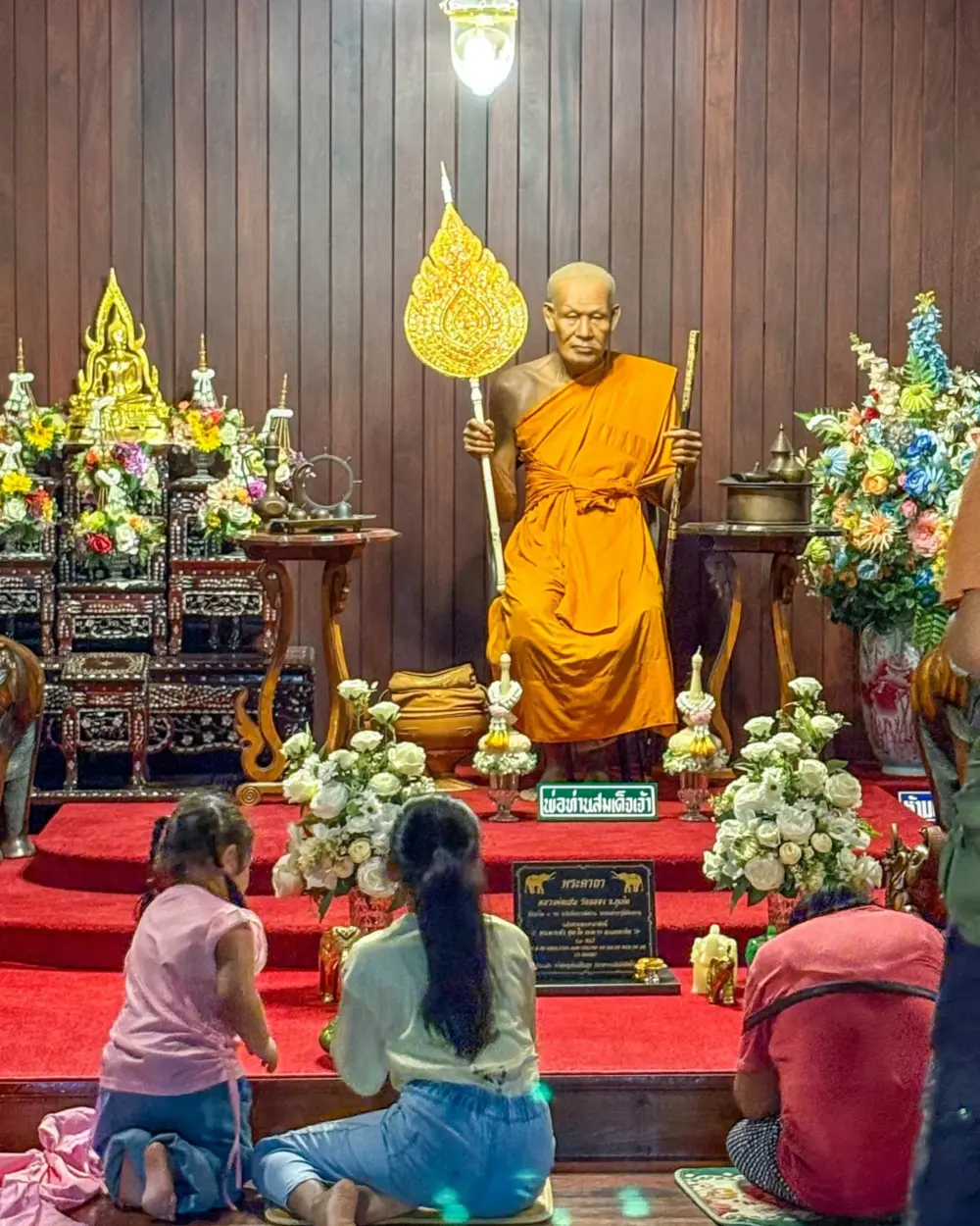 Wax figures of Luang Pho Chaem, Luang Pho Chuang and Luang Pho Gluem at Wat Chalong Phuket