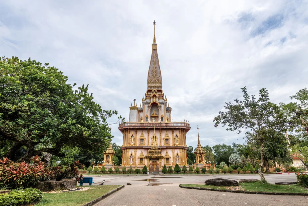 Wat Chalong Temple in Phuket with traditional Thai Buddhist architecture