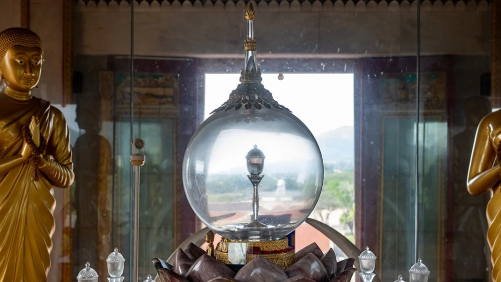 Religious relic display connected with the revered monks of Wat Chalong Phuket