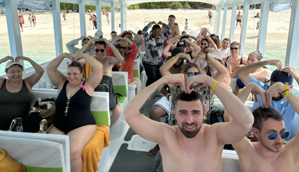 Travellers preparing for a Phi Phi Island speedboat journey