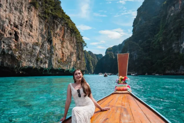 Traditional Thai long-tail boat experience during the Moonlight tour