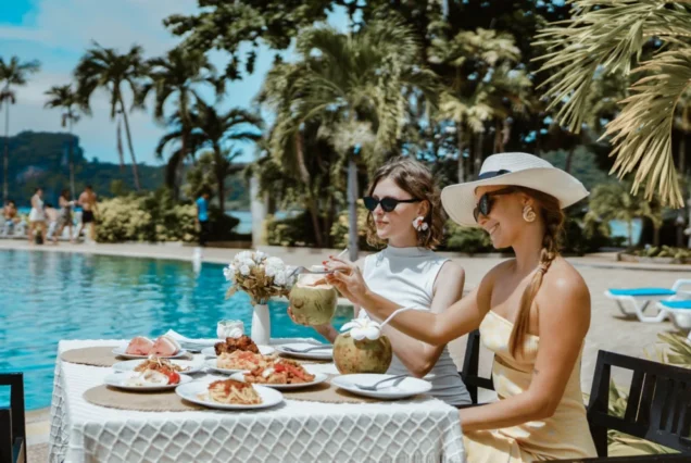 Poolside seating at MAYA Restaurant on Phi Phi Don