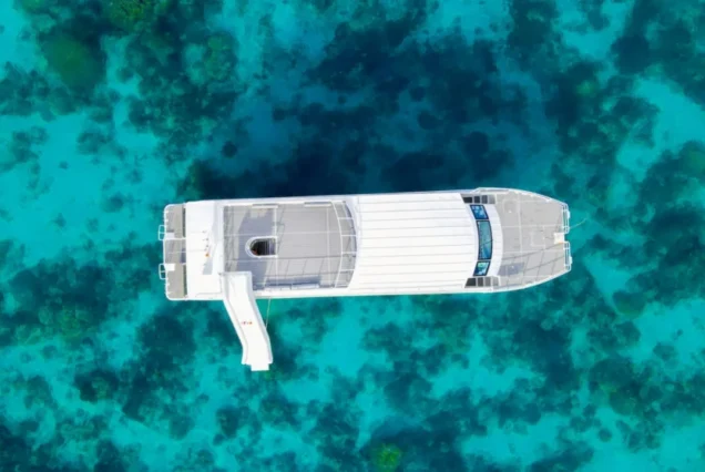 Once Catamaran upper deck and water slide