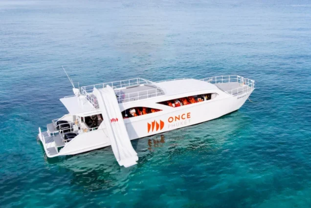 Once Catamaran cruising across the Andaman Sea
