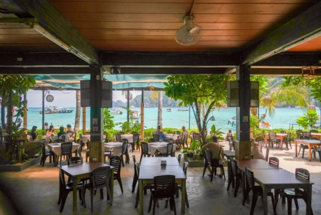 Sea-view buffet restaurant on the Once Catamaran tour