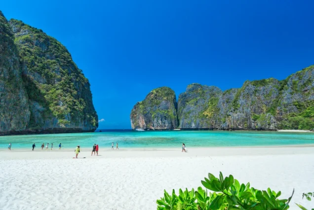 Maya Bay white-sand beach and limestone cliffs