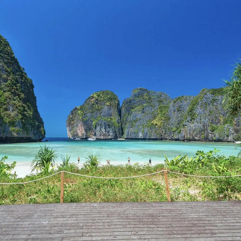 Photography platform overlooking Maya Bay at Phi Phi Island