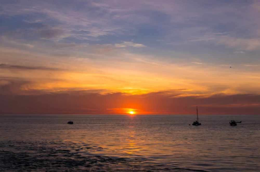 Colourful sunset over the sea at Promthep Cape Phuket