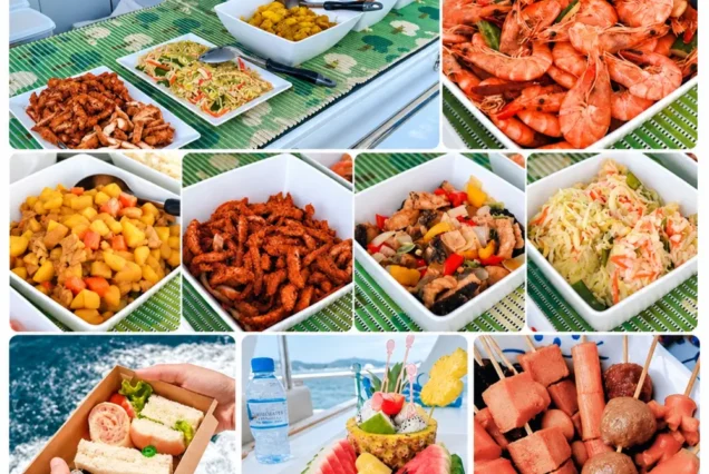 Buffet lunch served aboard Indigo Catamaran Yacht