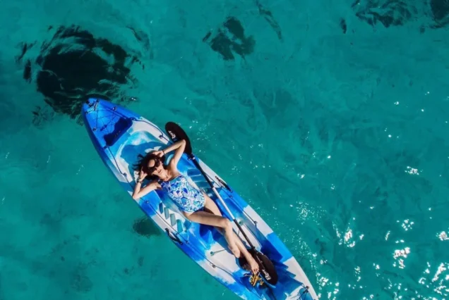 Kayaking during the Indigo Catamaran Yacht tour