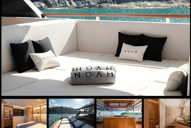 Contemporary luxury interior and lounge areas aboard Noah Yacht