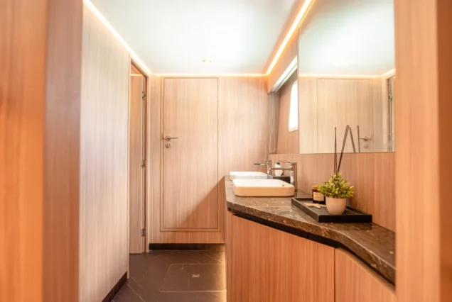 Premium bathroom facilities inside Noah luxury yacht