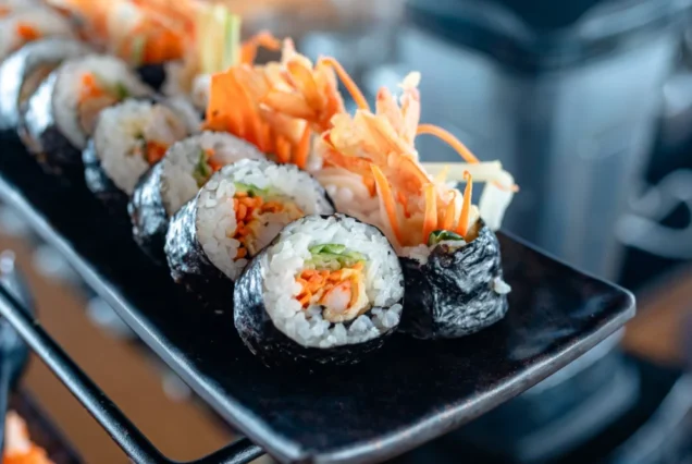 Sushi selection served during the Noah Yacht day trip