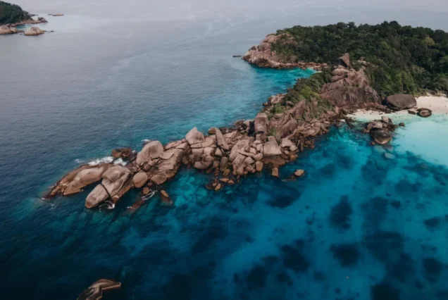 Aerial scenery of the tropical Similan Islands