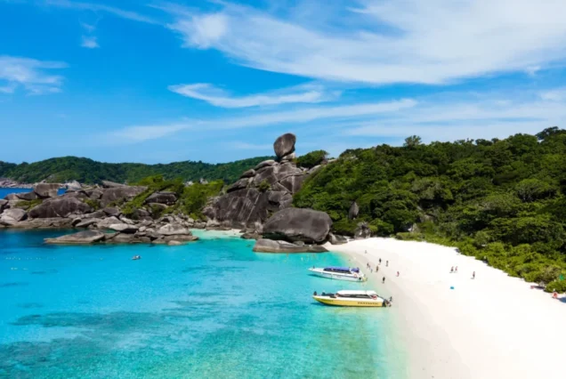 Aerial view of Island No. 8 bay in the Similan Islands