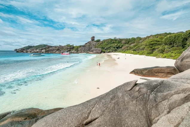 White-sand beach and turquoise bay at Similan Island