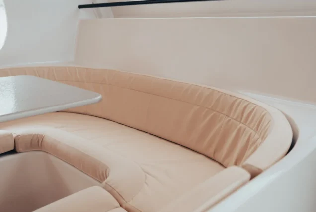 Bright lounge seating aboard Vibes Catamaran Yacht