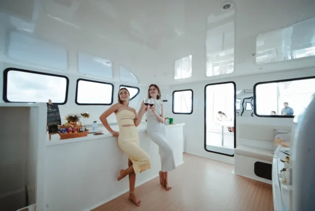 Indoor bar area aboard Flash No.7 luxury catamaran yacht