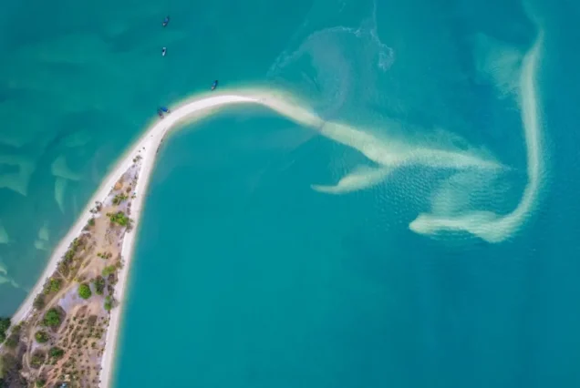 Curving tidal sandbar at Laem Haad Beach on Koh Yao Yai