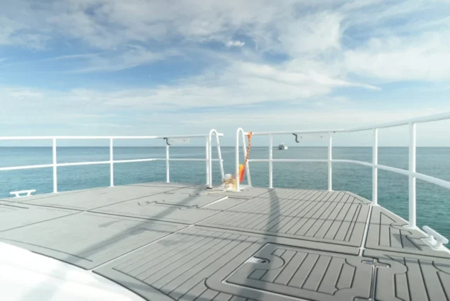 Once catamaran bow deck