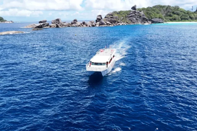 Once catamaran cruising in the Similan Islands
