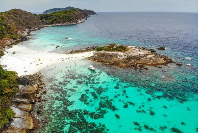 White sand and clear-looking water on Racha Noi Island