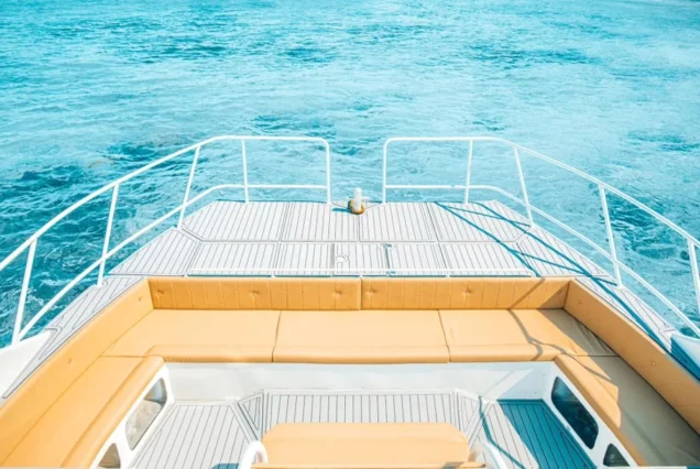 U-shaped bow sofa on the Seastar Rainbow power catamaran