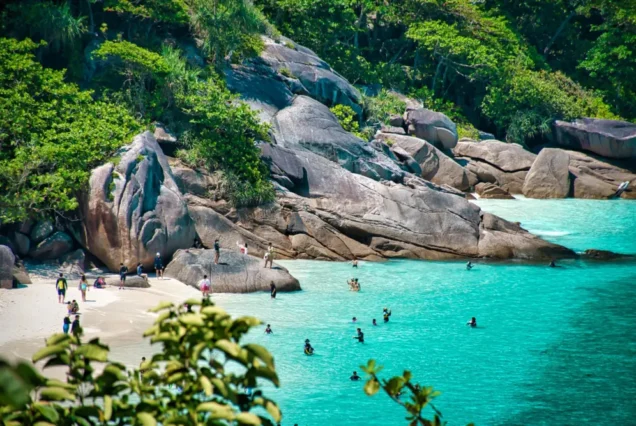 Similan Islands turquoise bay seen from a viewpoint